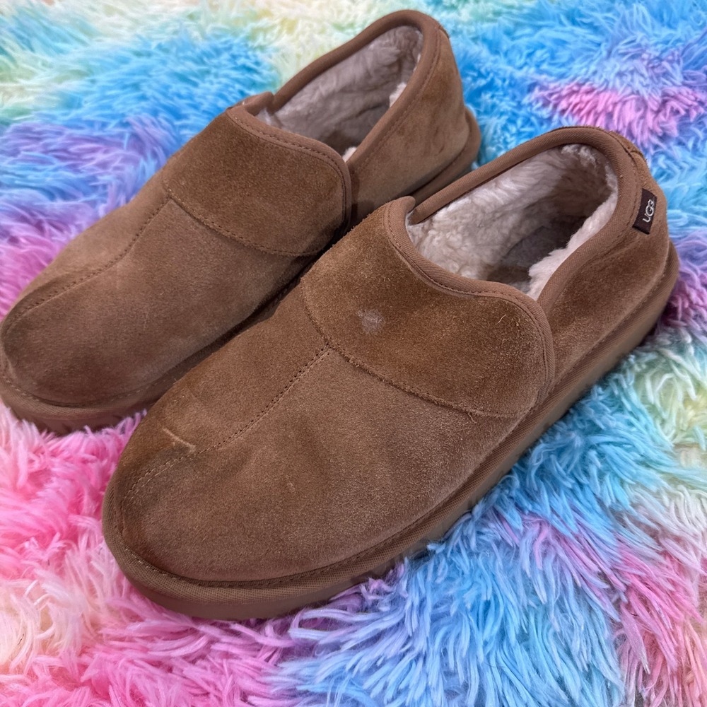 UGG Kenton Suede Slippers Chestnut Brown Men's Size 10 Collapsible Heel